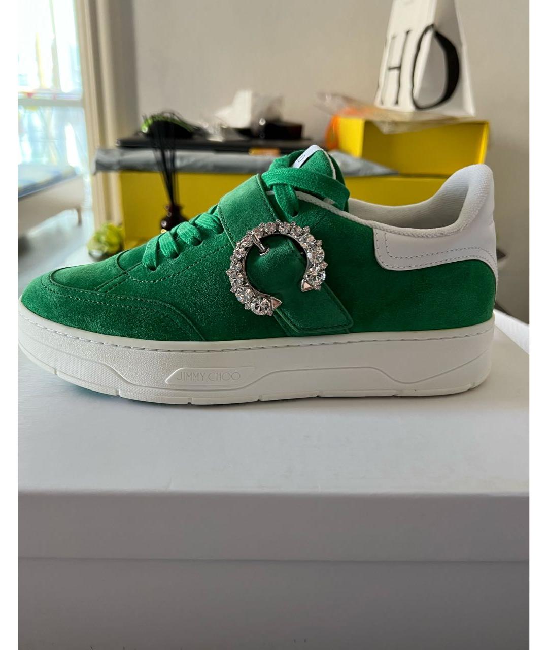 JIMMY CHOO Зеленые замшевые кеды, фото 8