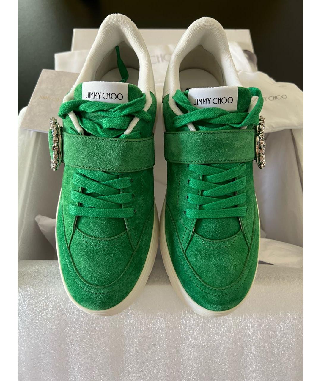 JIMMY CHOO Зеленые замшевые кеды, фото 2
