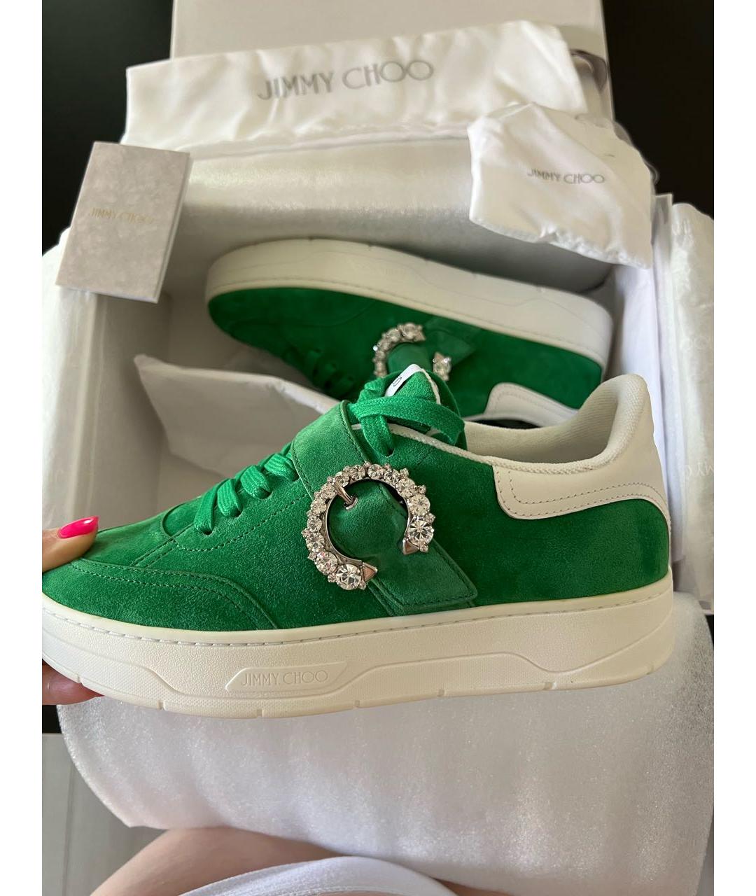 JIMMY CHOO Зеленые замшевые кеды, фото 4