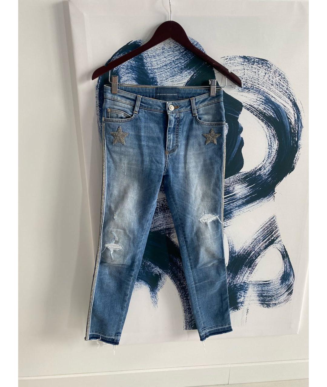 ERMANNO SCERVINO Голубые хлопковые джинсы слим, фото 5