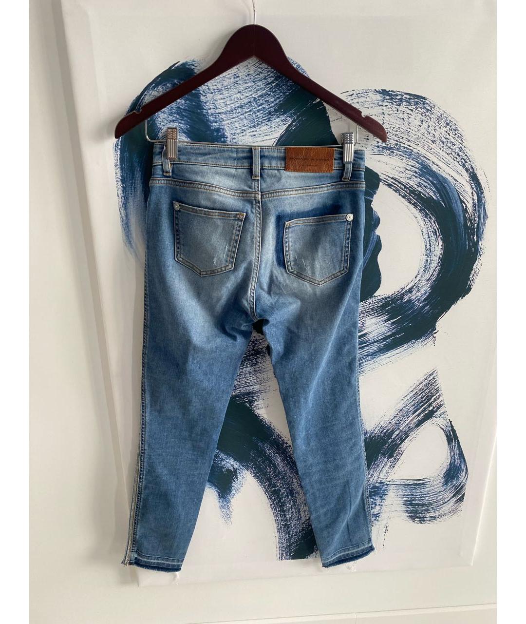 ERMANNO SCERVINO Голубые хлопковые джинсы слим, фото 2