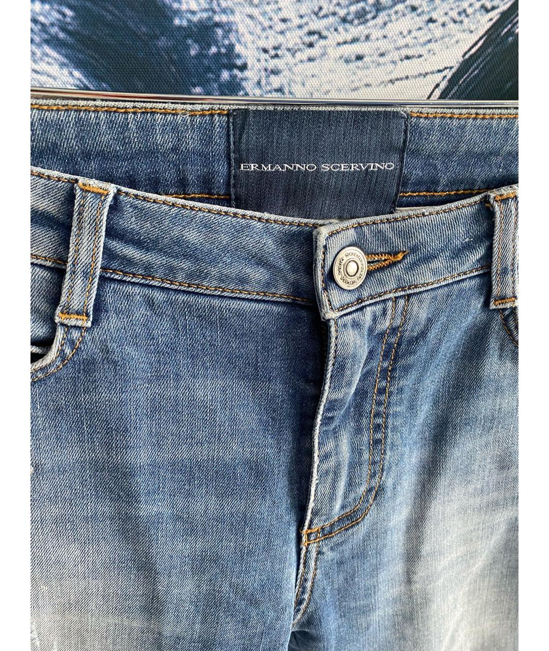 ERMANNO SCERVINO Голубые хлопковые джинсы слим, фото 3