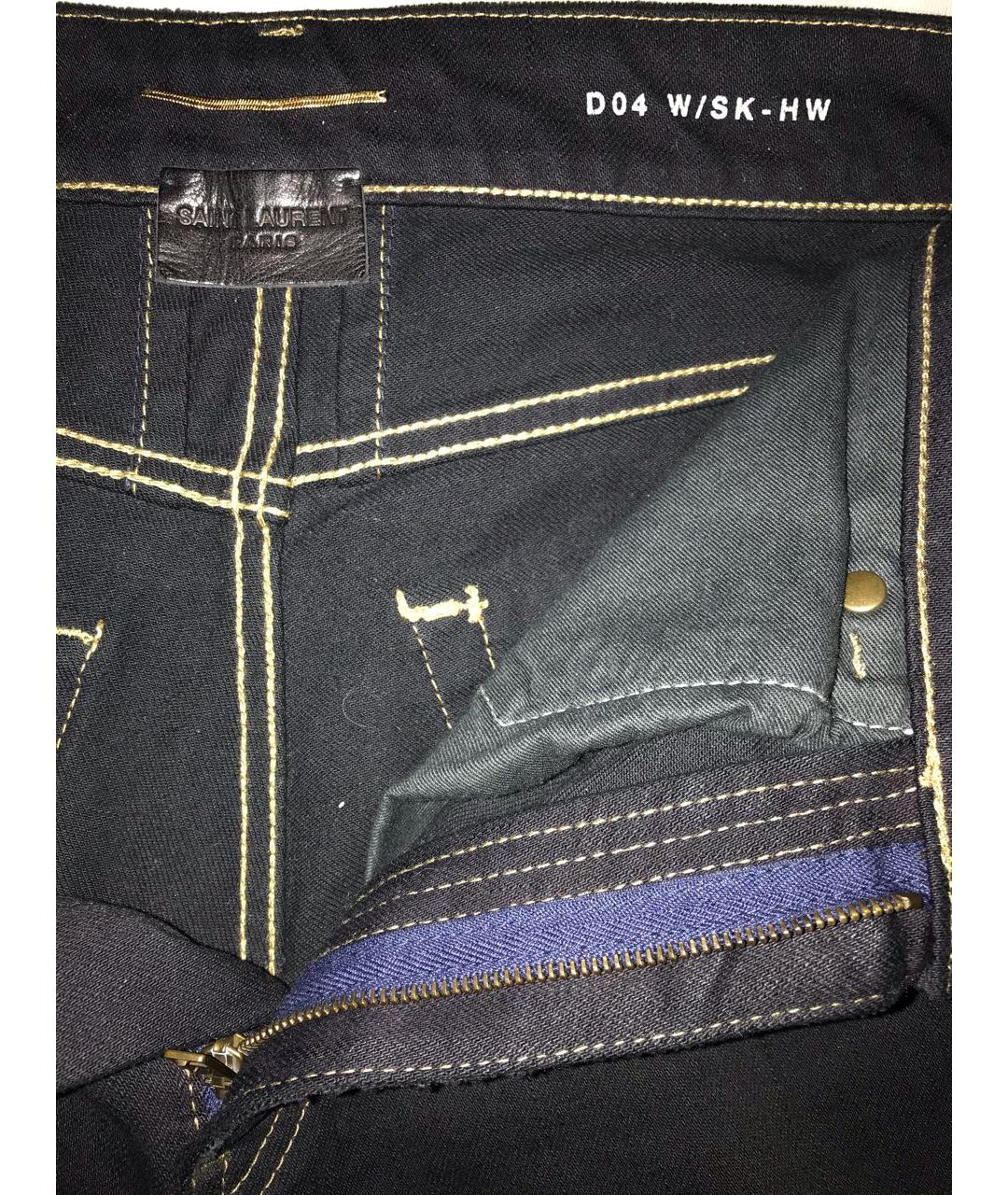 SAINT LAURENT Черные хлопко-эластановые джинсы слим, фото 8