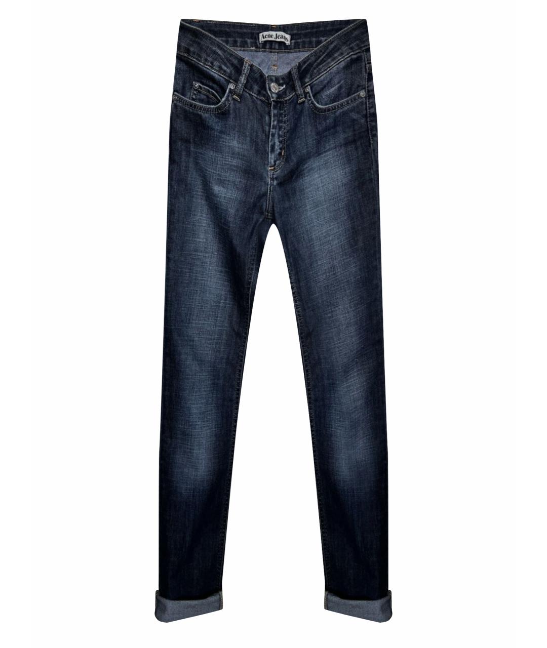 ACNE STUDIOS Темно-синие хлопковые прямые джинсы, фото 1