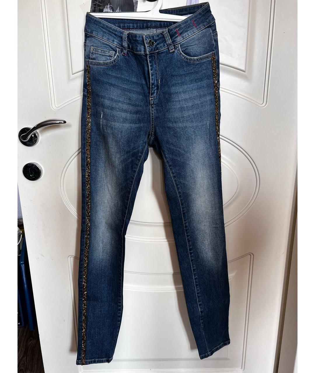 TWIN-SET Синие хлопко-эластановые джинсы слим, фото 9