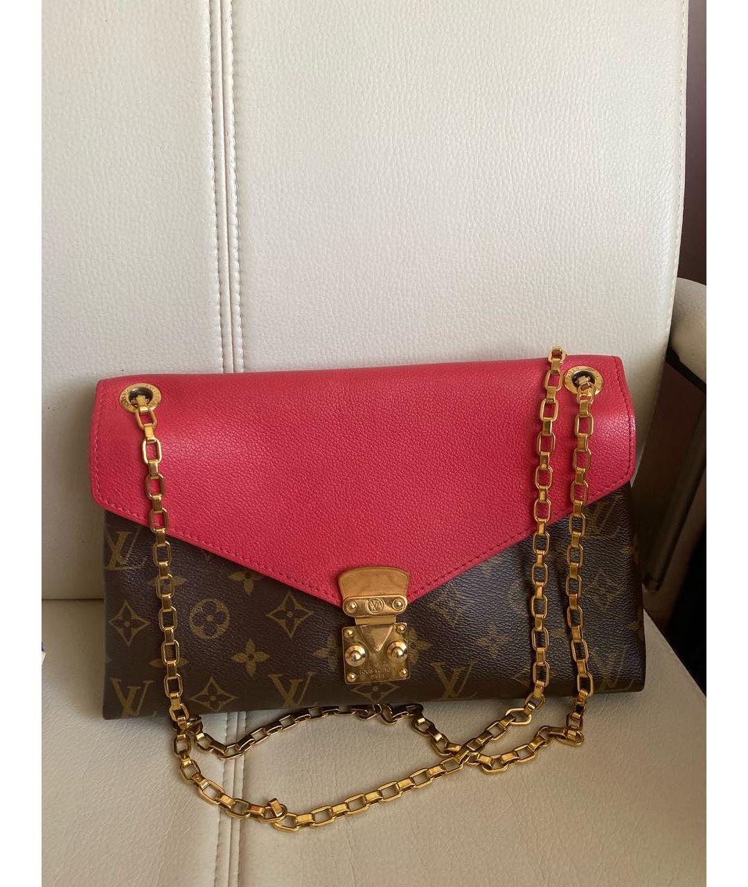 LOUIS VUITTON Красная кожаная сумка через плечо, фото 5