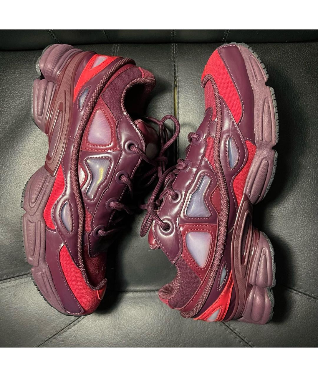ADIDAS X RAF SIMONS Бордовые текстильные низкие кроссовки / кеды, фото 4