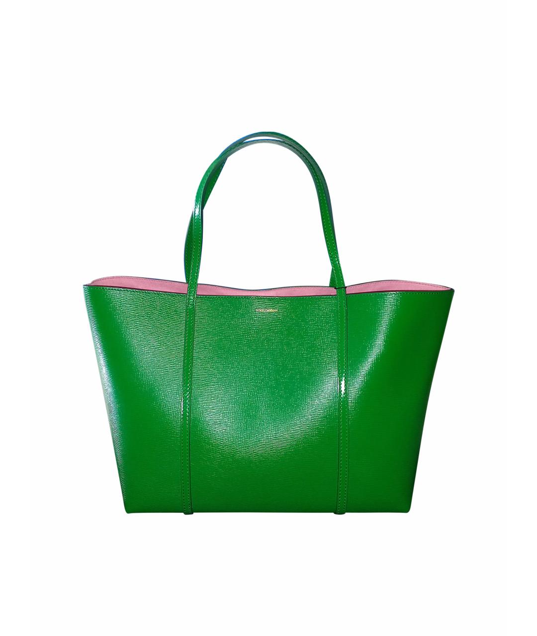 DOLCE&GABBANA Зеленая кожаная сумка тоут, фото 1