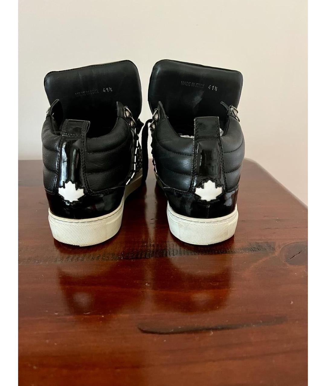 DSQUARED2 Черные кожаные низкие кроссовки / кеды, фото 3