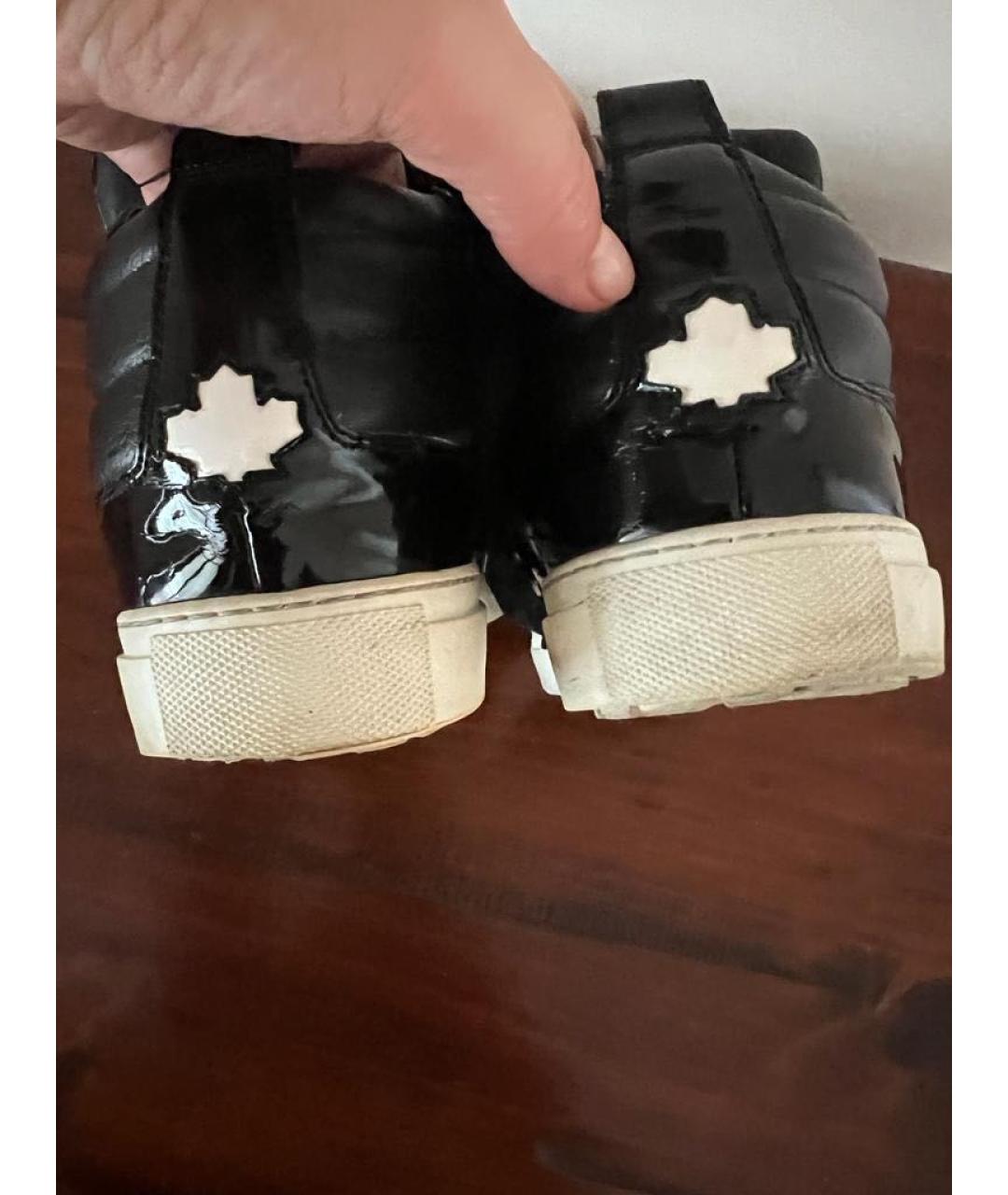 DSQUARED2 Черные кожаные низкие кроссовки / кеды, фото 6