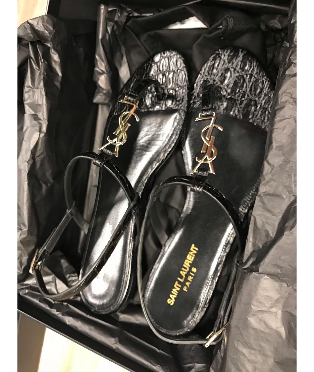 SAINT LAURENT Черные кожаные сандалии, фото 6
