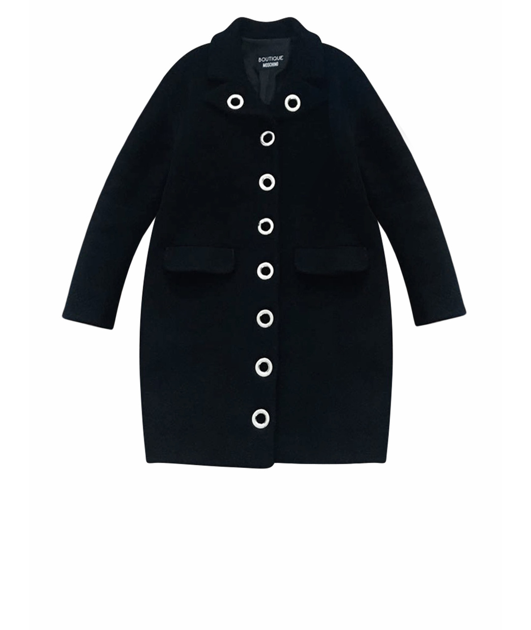 BOUTIQUE MOSCHINO Черное шерстяное пальто, фото 1