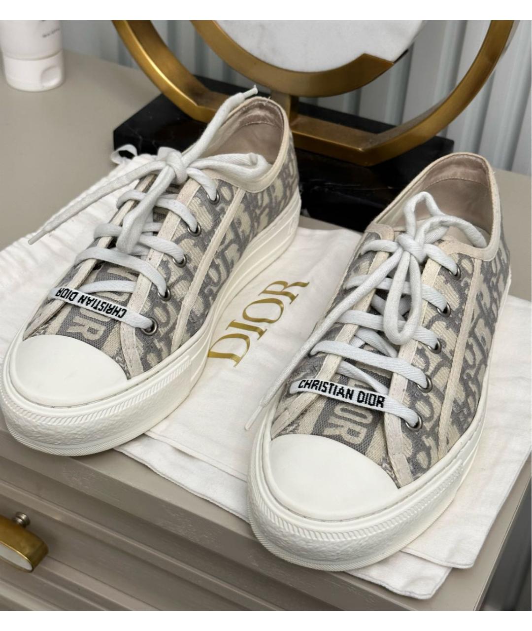 CHRISTIAN DIOR Серые текстильные кеды, фото 4