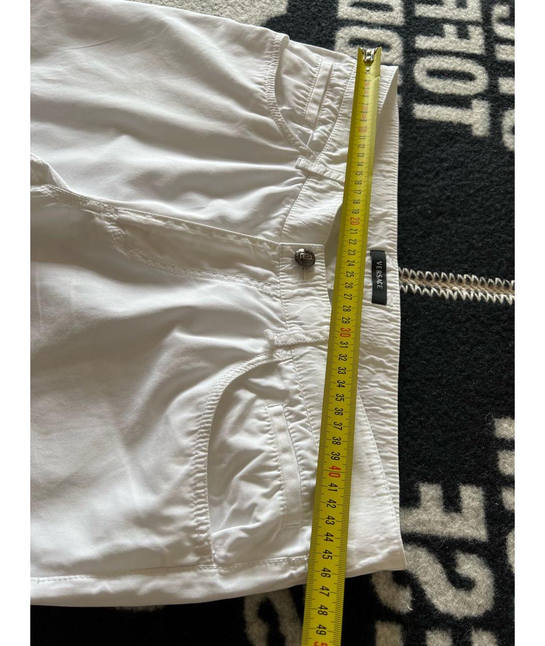 VERSACE Белые хлопковые прямые джинсы, фото 7