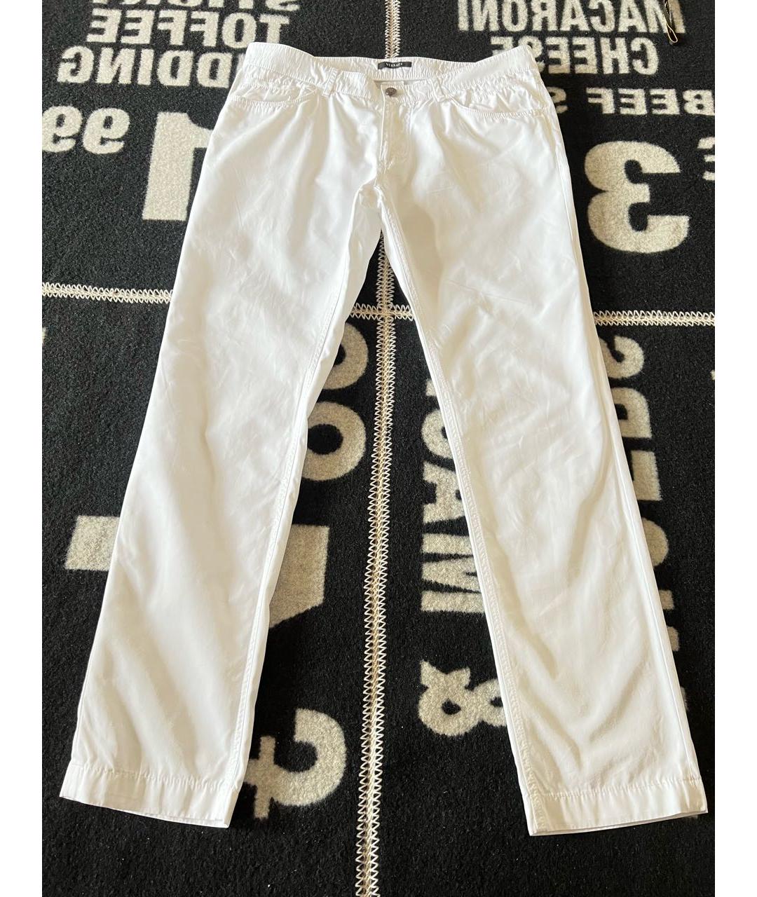 VERSACE Белые хлопковые прямые джинсы, фото 9