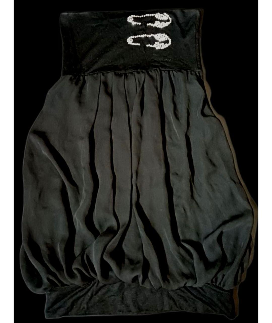 DENNY ROSE Черная вискозная юбка мини, фото 4
