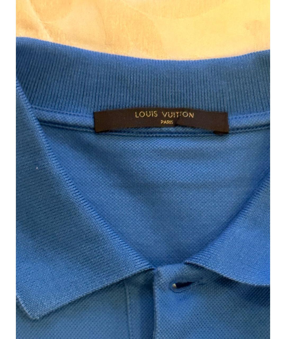 LOUIS VUITTON Синее хлопковое поло с коротким рукавом, фото 3