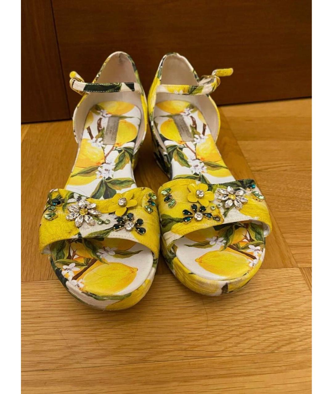 DOLCE & GABBANA KIDS Желтые текстильные босоножки, фото 2