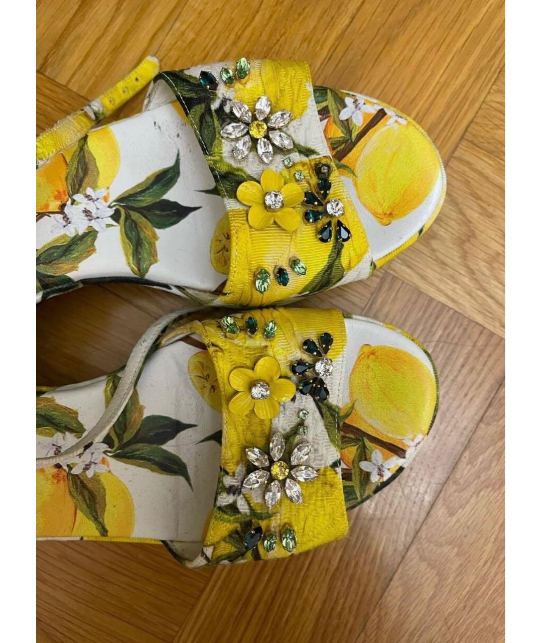 DOLCE & GABBANA KIDS Желтые текстильные босоножки, фото 3