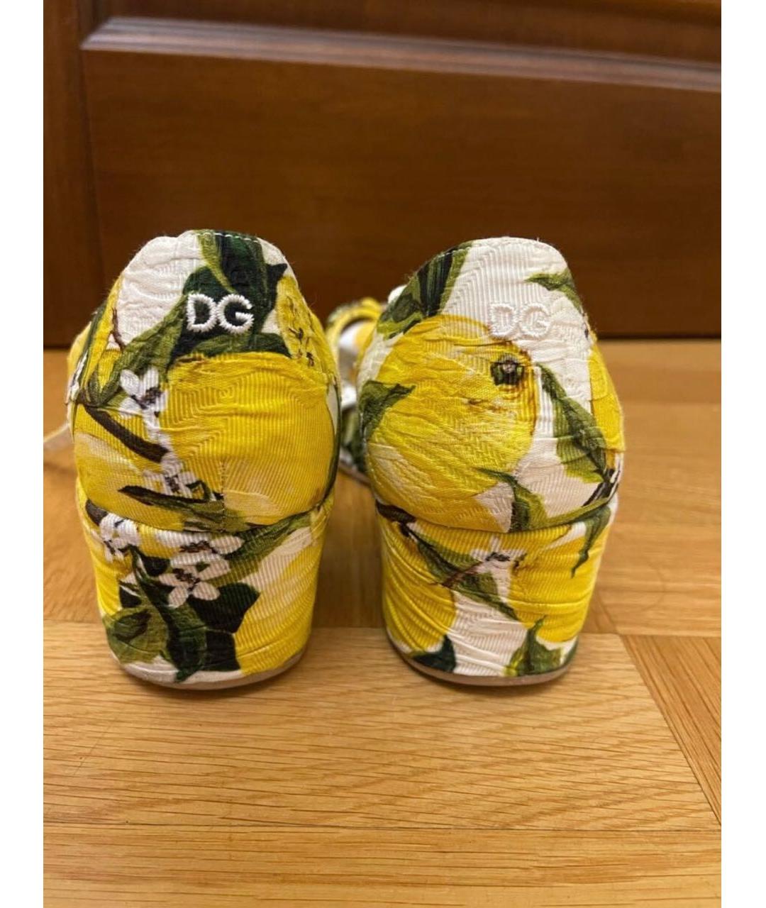 DOLCE & GABBANA KIDS Желтые текстильные босоножки, фото 4