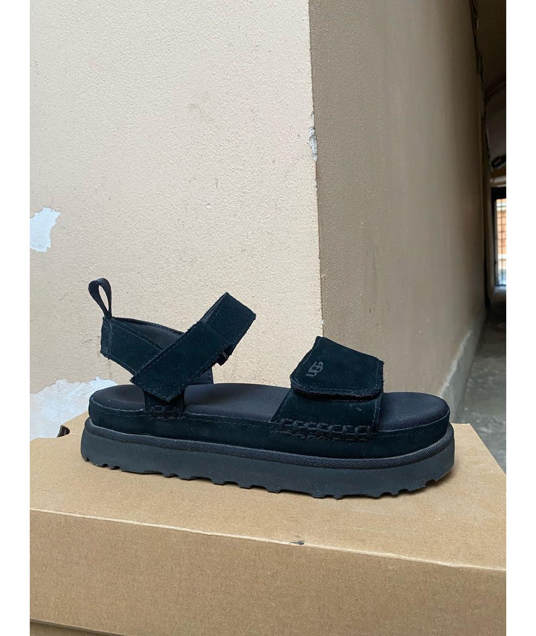 UGG AUSTRALIA Черные кожаные сандалии, фото 7