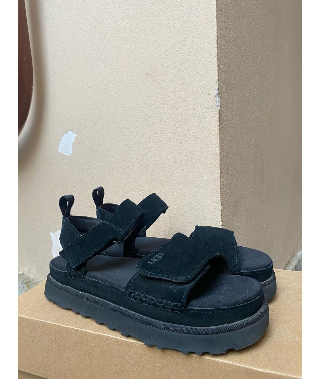 UGG AUSTRALIA Черные кожаные сандалии, фото 2