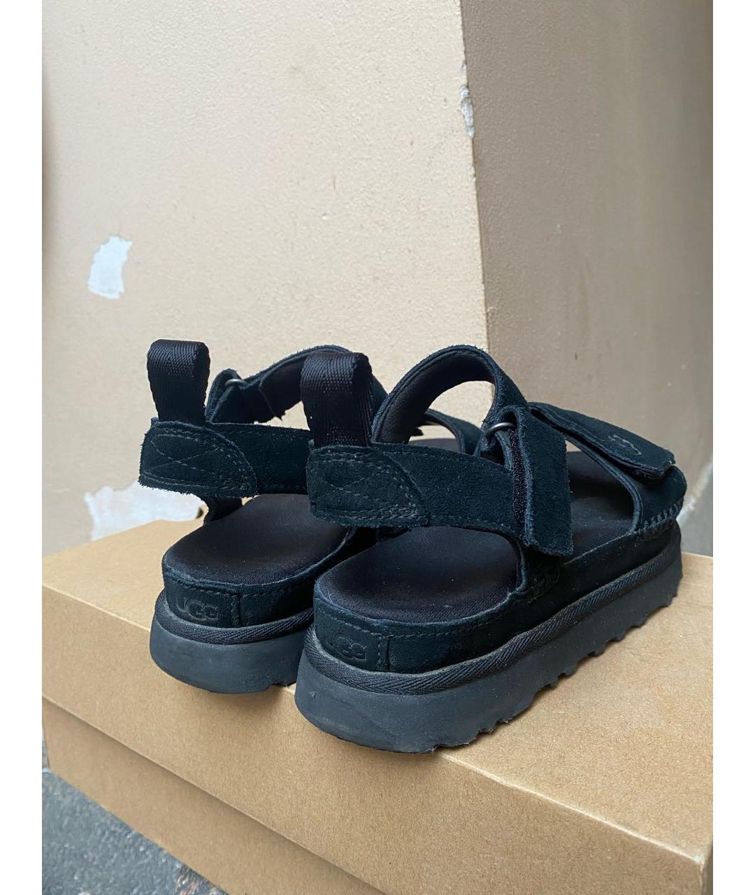 UGG AUSTRALIA Черные кожаные сандалии, фото 5