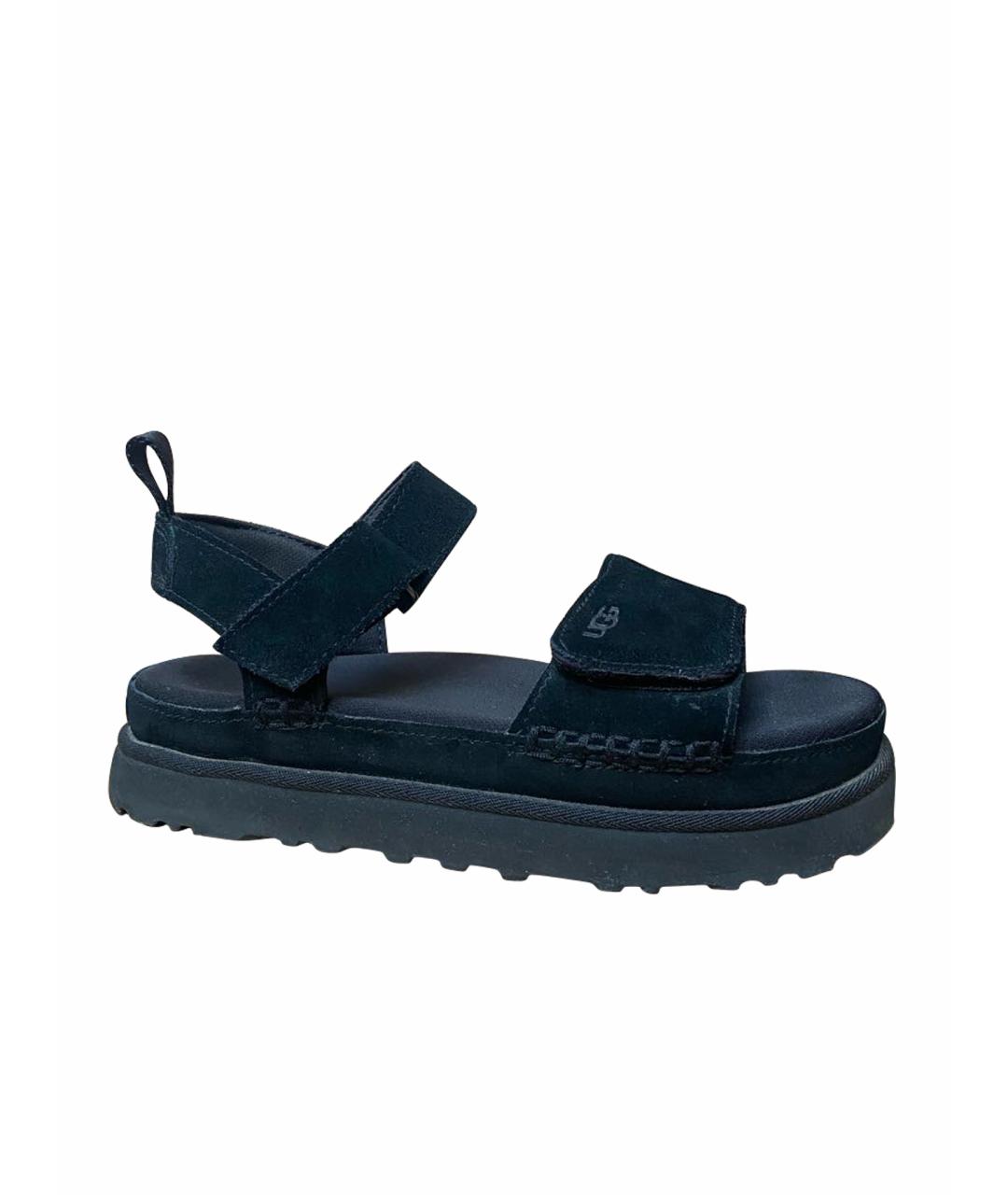 UGG AUSTRALIA Черные кожаные сандалии, фото 1