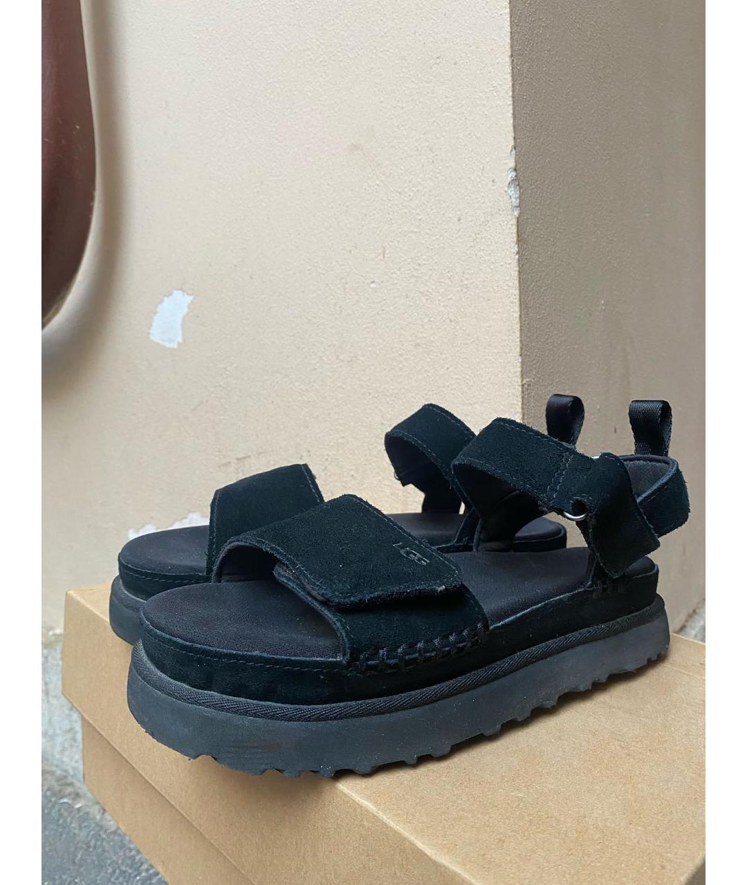 UGG AUSTRALIA Черные кожаные сандалии, фото 3