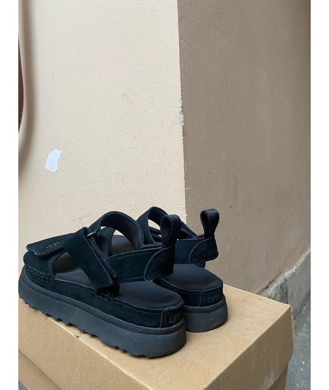 UGG AUSTRALIA Черные кожаные сандалии, фото 4