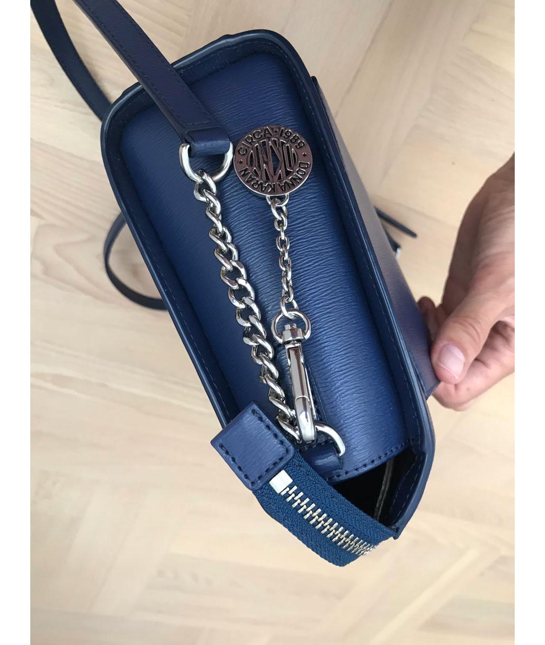 DKNY Синяя кожаная сумка через плечо, фото 4