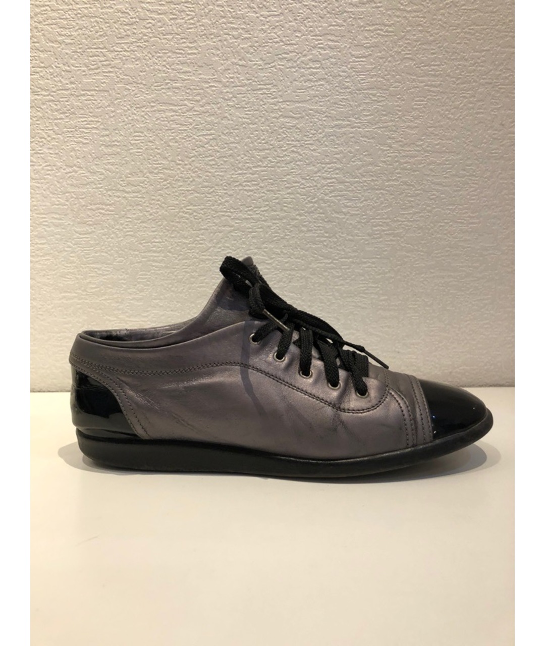 CHANEL PRE-OWNED Серебряные кожаные кроссовки, фото 7