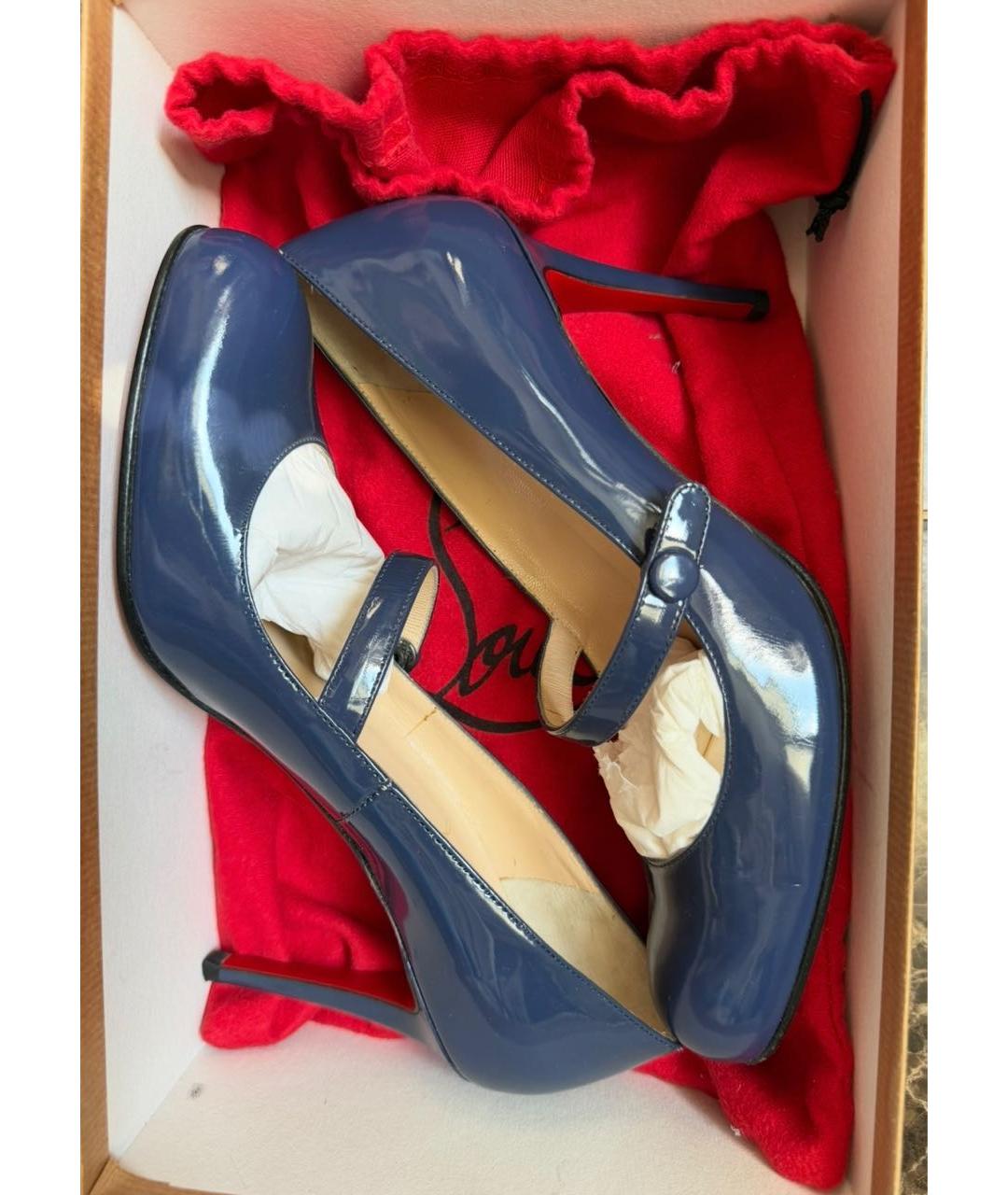 CHRISTIAN LOUBOUTIN Синие туфли из лакированной кожи, фото 4