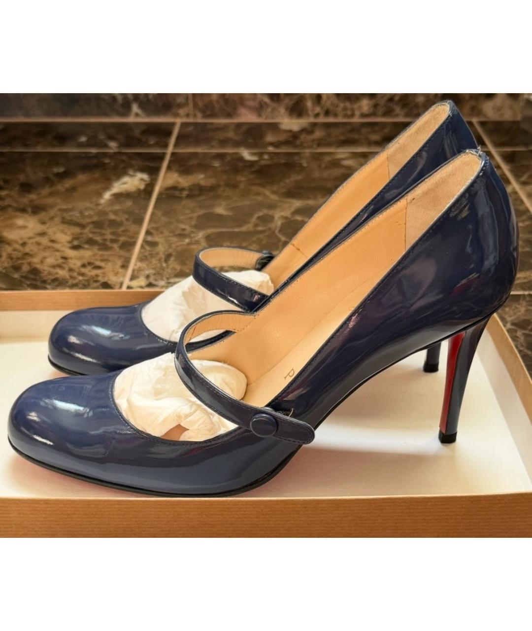 CHRISTIAN LOUBOUTIN Синие туфли из лакированной кожи, фото 8