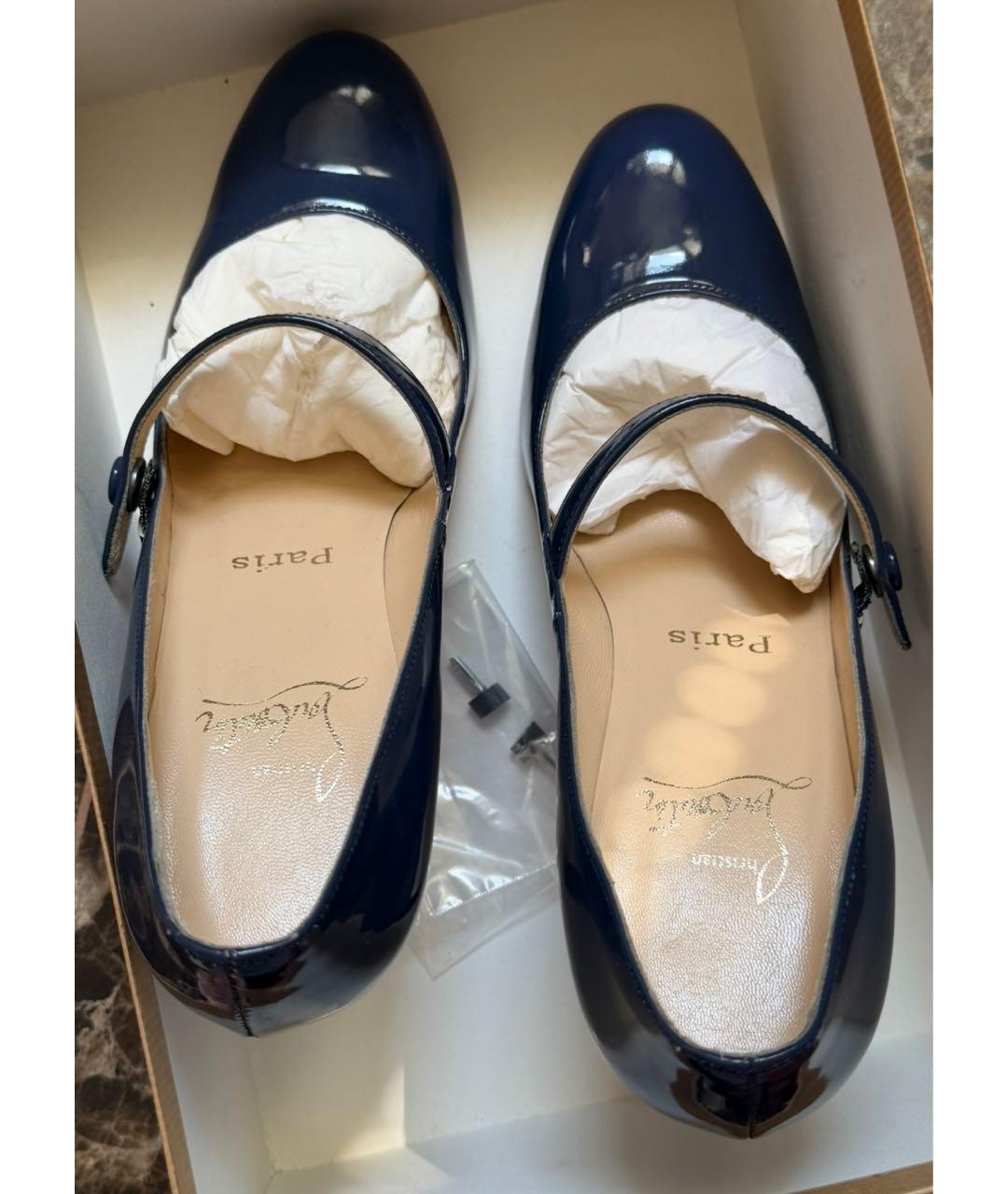CHRISTIAN LOUBOUTIN Синие туфли из лакированной кожи, фото 2