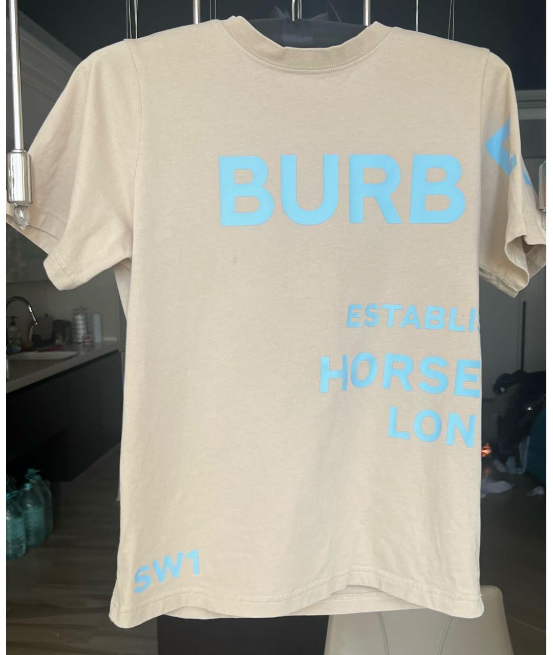 BURBERRY Бежевая хлопковая детская футболка, фото 5