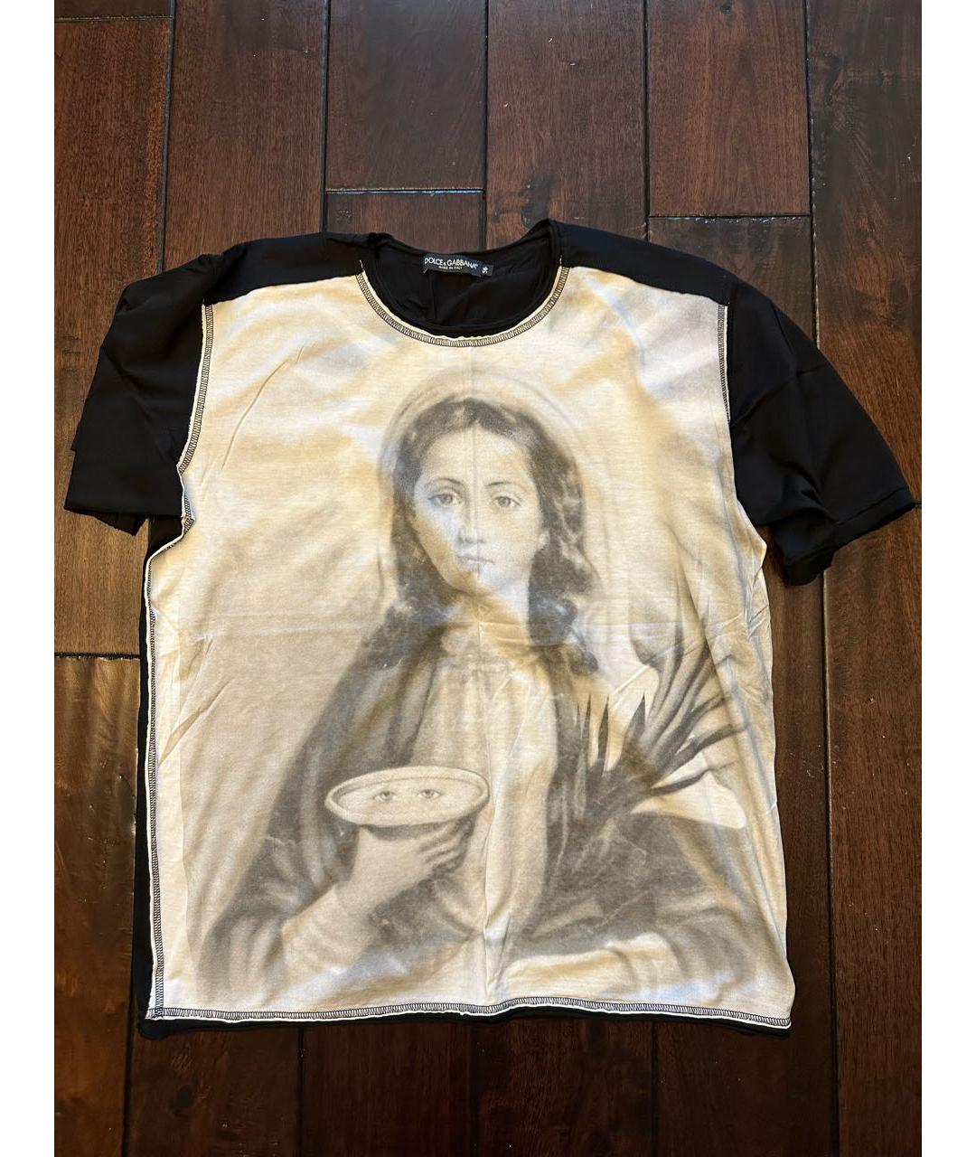 DOLCE&GABBANA Черная хлопковая футболка, фото 5