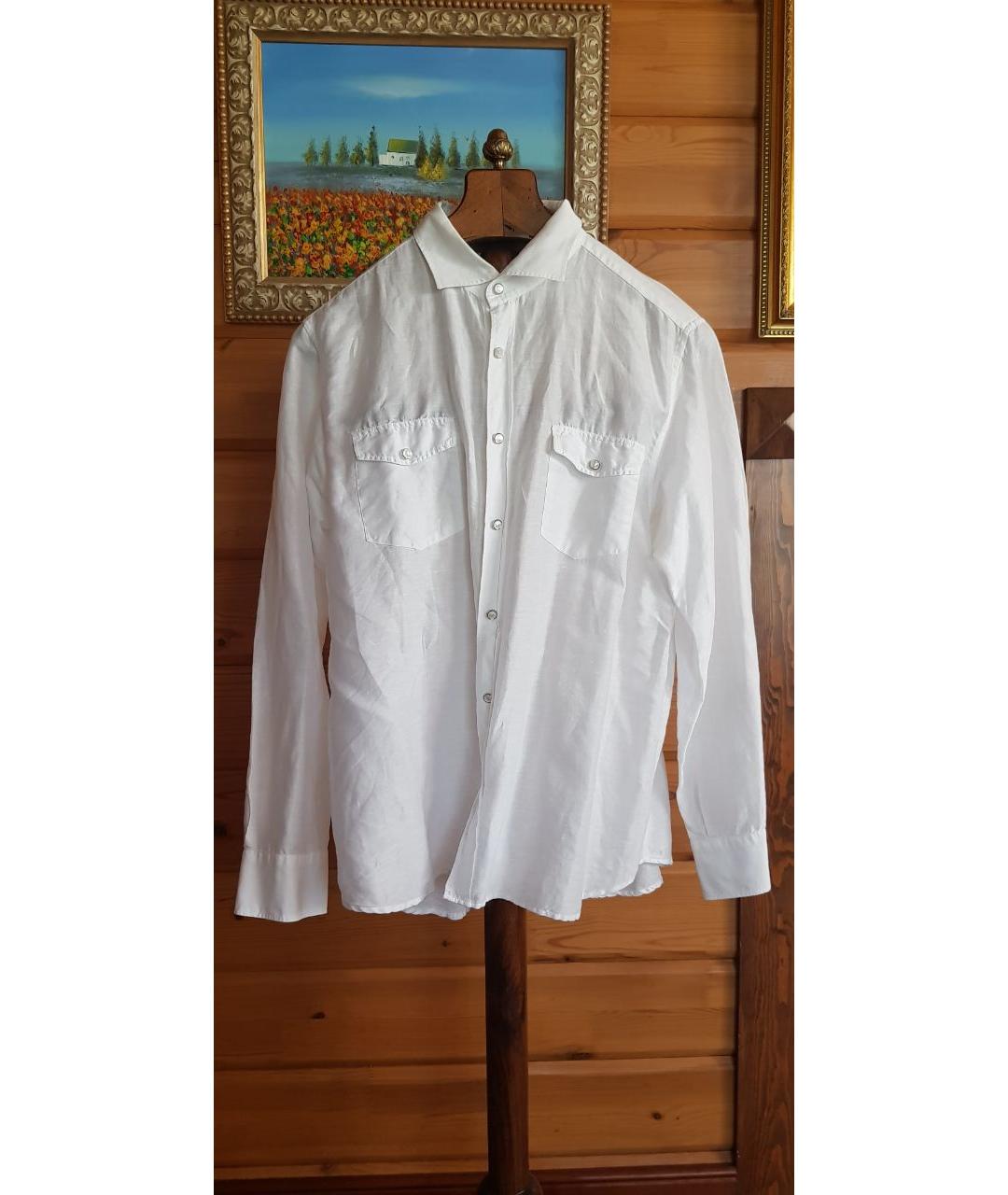BRIONI Белая льняная кэжуал рубашка, фото 6