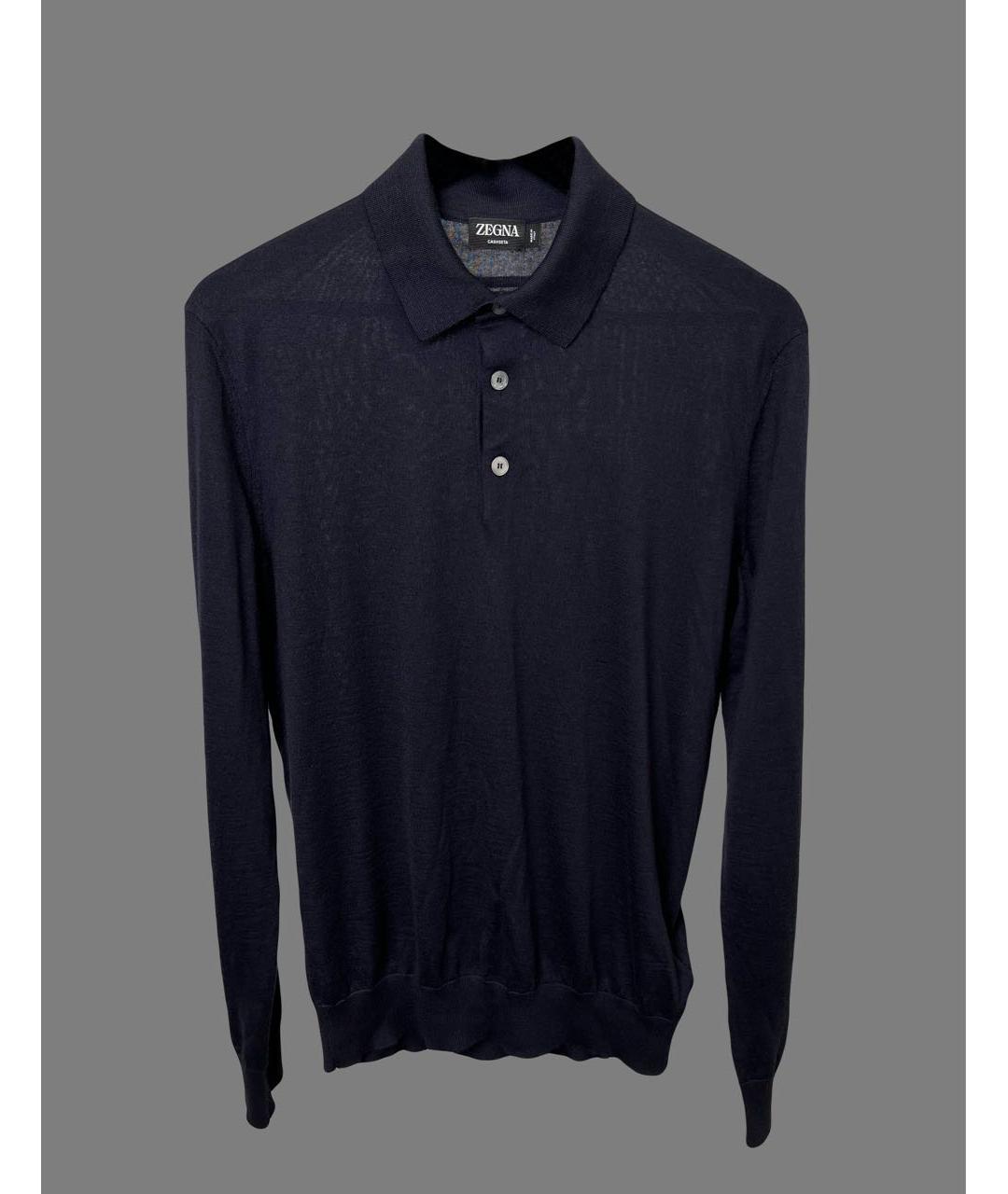 ZEGNA SPORT Темно-синее поло с длинным рукавом, фото 4