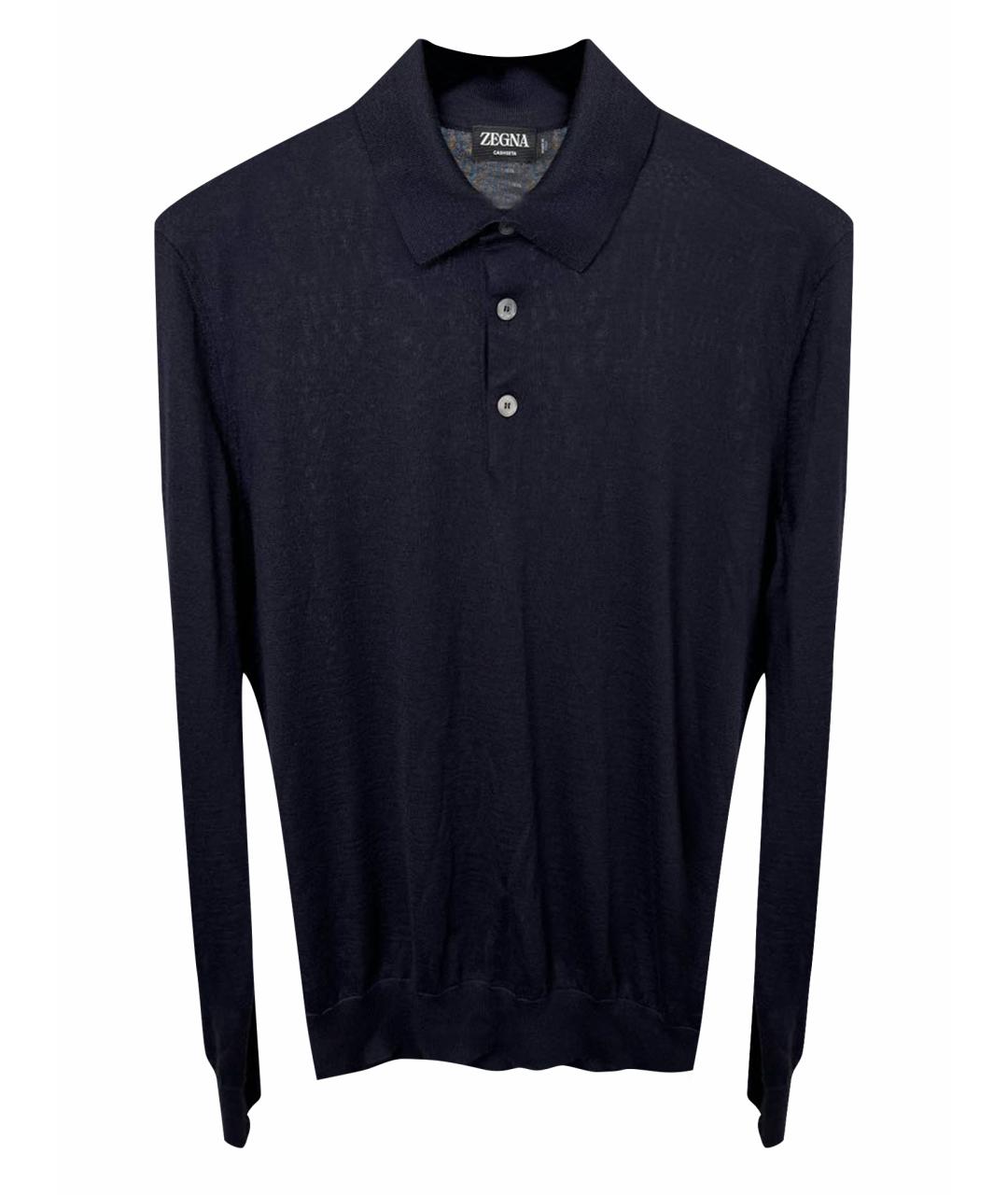 ZEGNA SPORT Темно-синее поло с длинным рукавом, фото 1