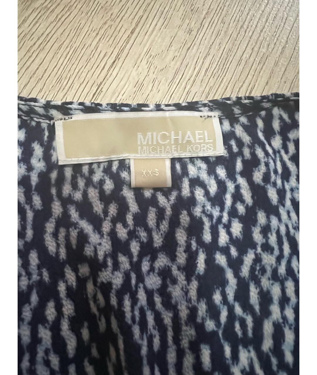 MICHAEL MICHAEL KORS Синее шифоновое повседневное платье, фото 2