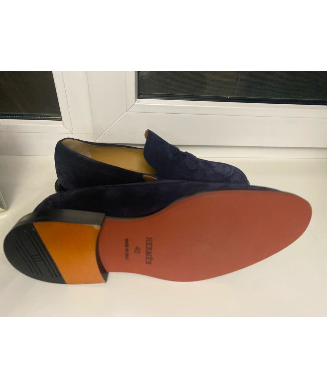 HERMES PRE-OWNED Темно-синие замшевые туфли, фото 7