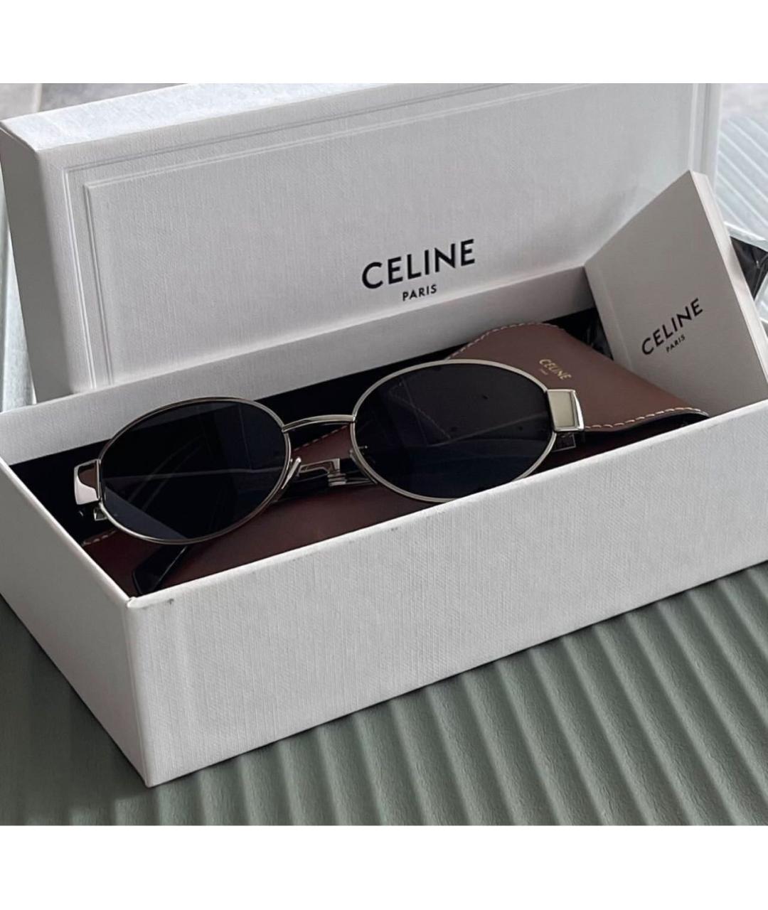 CELINE Серебряные металлические солнцезащитные очки, фото 4