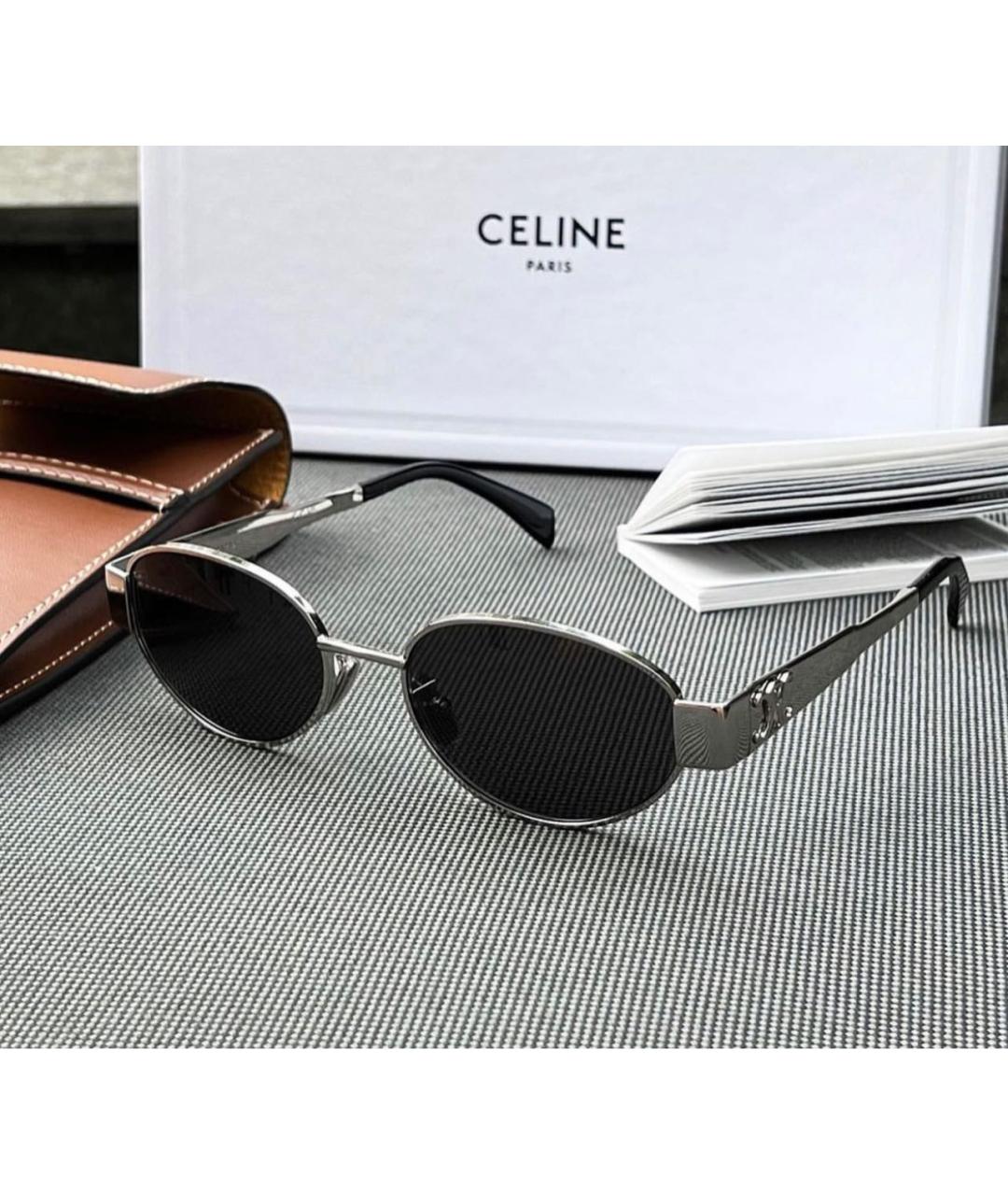 CELINE Серебряные металлические солнцезащитные очки, фото 2