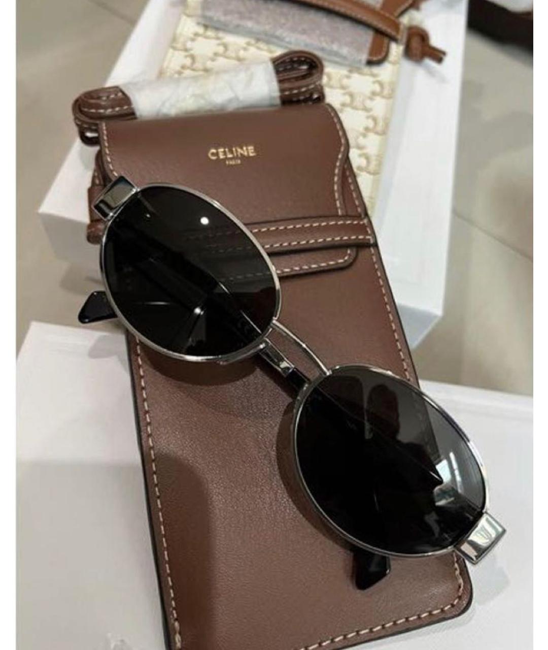 CELINE Серебряные металлические солнцезащитные очки, фото 7