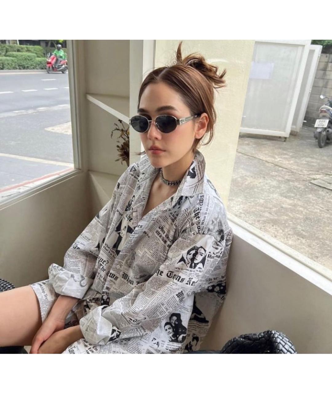 CELINE Серебряные металлические солнцезащитные очки, фото 3