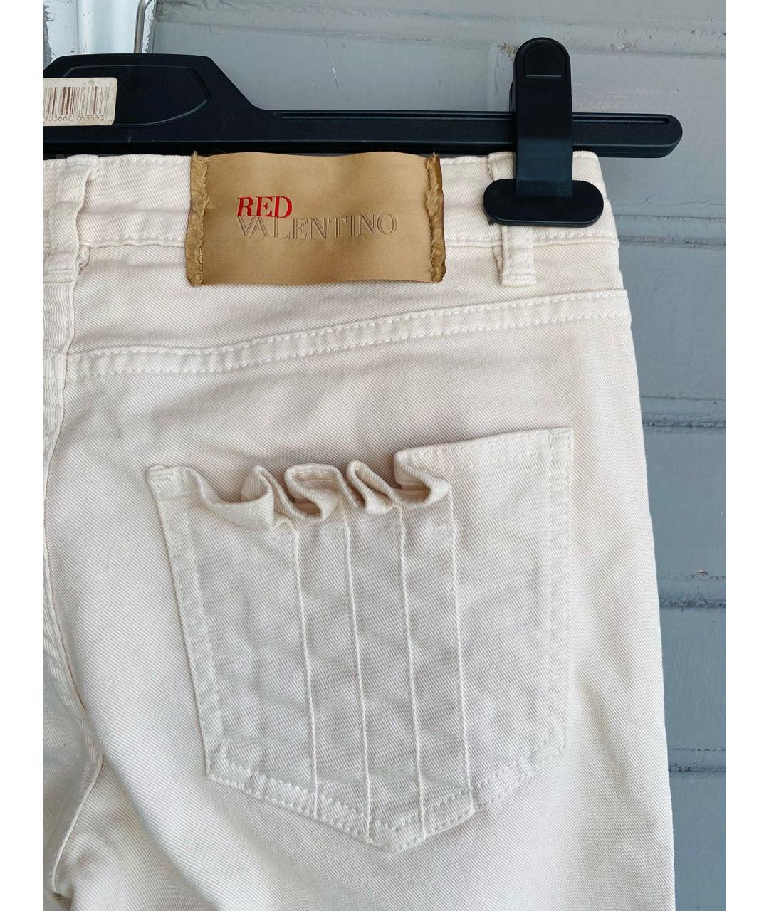 RED VALENTINO Бежевые хлопко-эластановые джинсы слим, фото 4