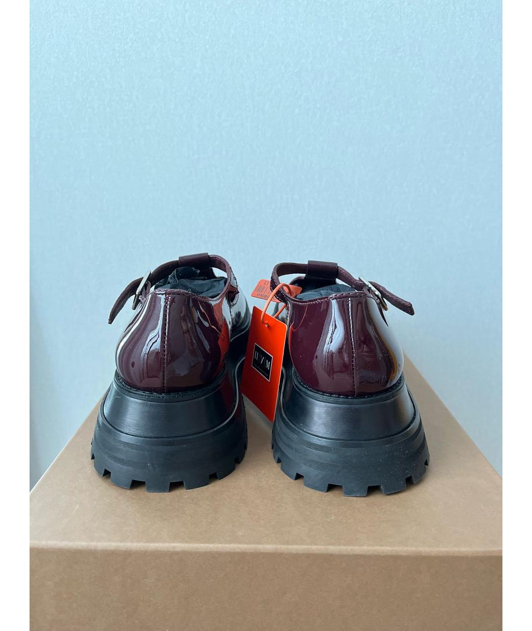BURBERRY Бордовые туфли из лакированной кожи, фото 4