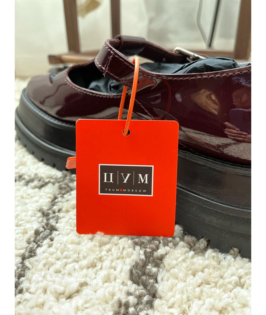 BURBERRY Бордовые туфли из лакированной кожи, фото 7
