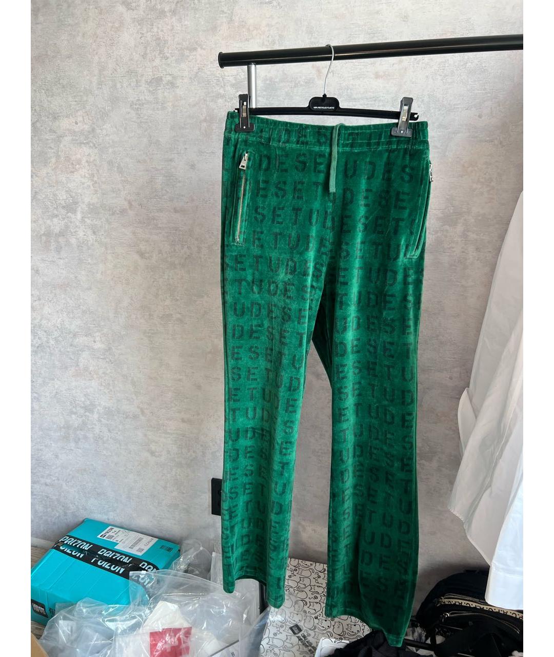 ETUDES Зеленые хлопко-эластановые повседневные брюки, фото 2